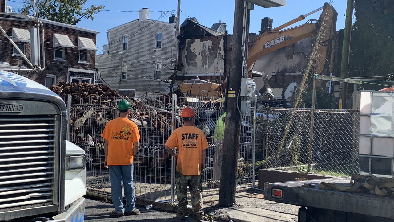 Allentown row home fire demolition 1.JPG